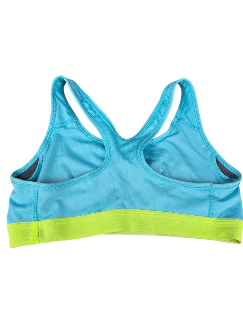 Nike Pro Women's Aqua and Yellow Dri-Fit Wireless Racerback Sports Bra - Size S - Picture 2 of 4